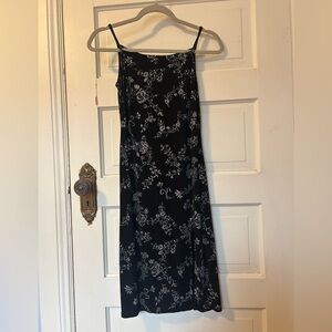 All That Jazz 90s Slinky Black White Floral Mini Dress Small Grunge Goth Vintage